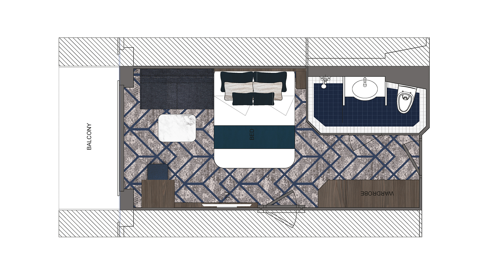 Deluxe Palace Balcony Stateroom layout